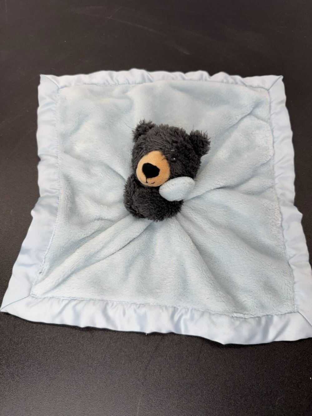 Carters Black Bear Lovey Security Blanket Hugging Knot Blue Baby Nursery Plush